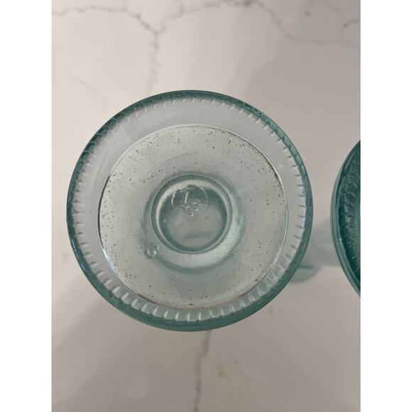 Vetreria Clear Green Hue Glass Candlesticks 7.75" Set of 2 - Picture 4 of 5